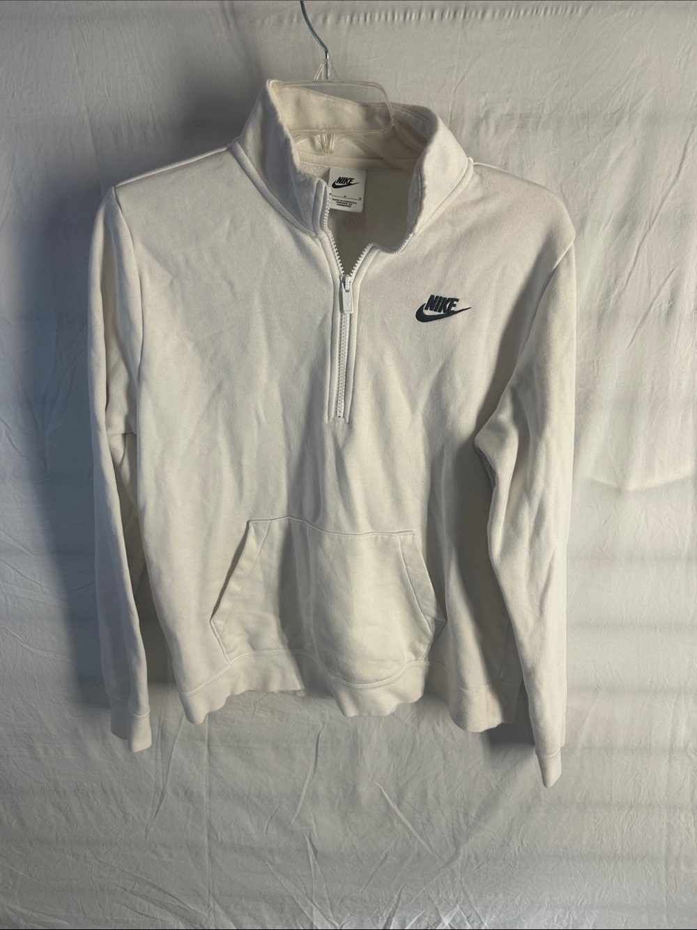 Nike Men’s White Half-Zip Pullover with Black Logo